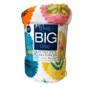 The Big One Plush Oversized Colorful Spring Flowers Throw Blanket 5' x 6' Floral